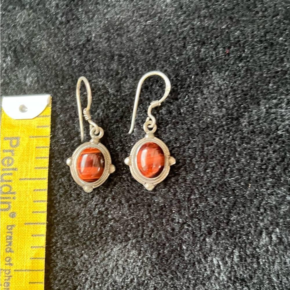 Vintage Tigers eye drop earrings in 925 silver
